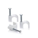 United Electrical 8mm Round Cable Clips – White (100-Pack) | Durable Cable Fasteners with Zinc-Plated Nails