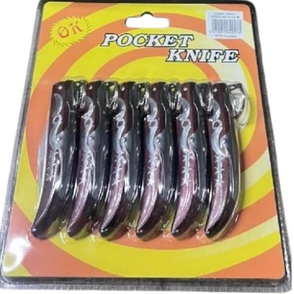 Everyday Utility Folding Pocket Knife Set 6-Pack 10cm Closed Stainless Steel Plain Edge Blades Brown Value Pack